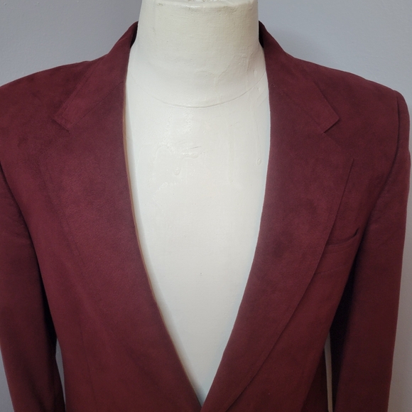 Vintage Men's Medium Suede Dark Red Dinner Jacket Burgundy Old Money Fall Winter - Picture 5 of 16